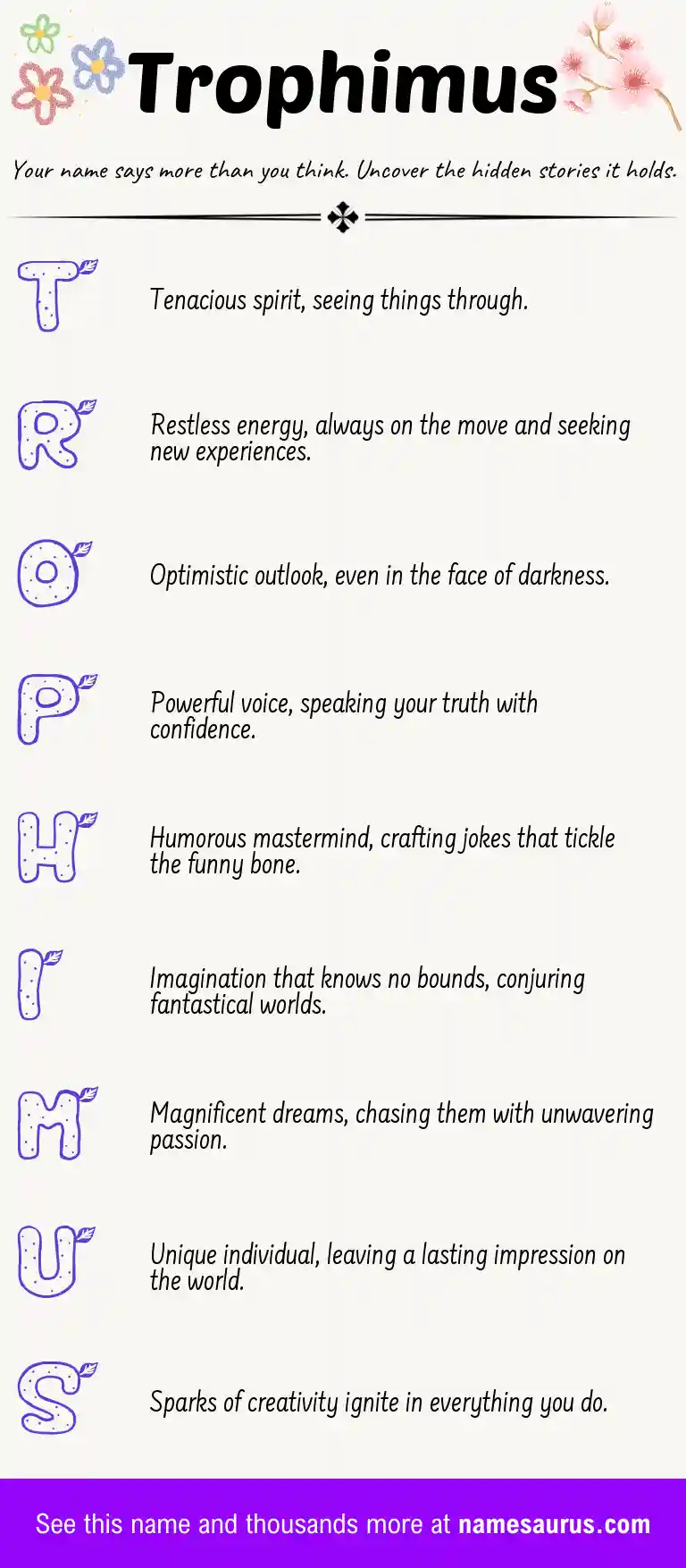 Acrostic poem about Trophimus.