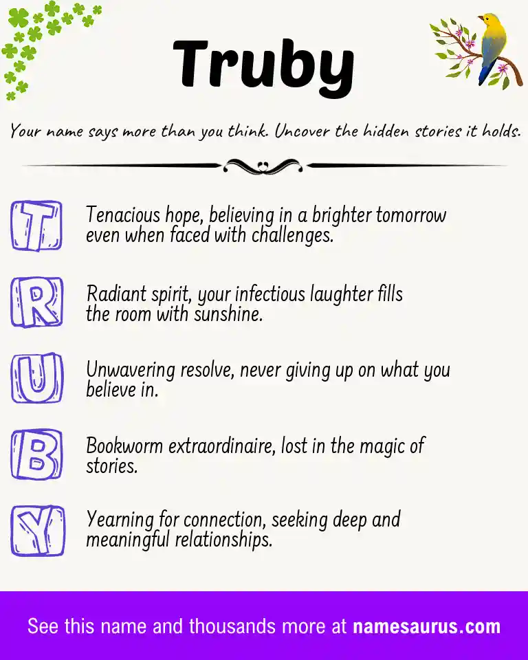 Acrostic poem about Truby.