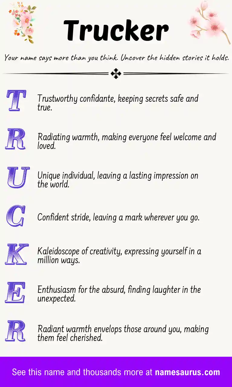 Acrostic poem about Trucker.