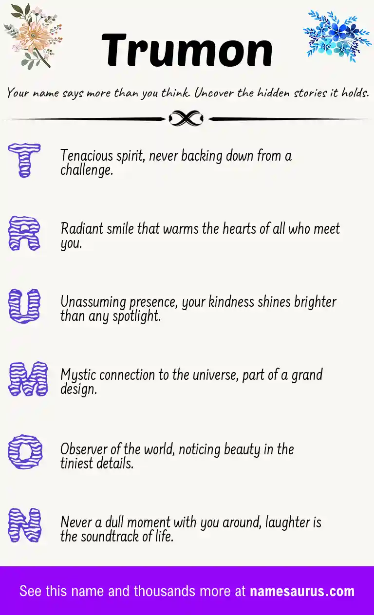 Acrostic poem about Trumon.