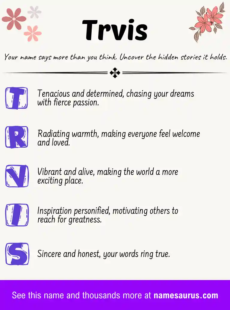 Acrostic poem about Trvis.