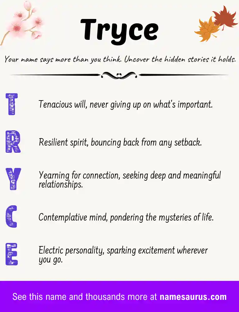 Acrostic poem about Tryce.