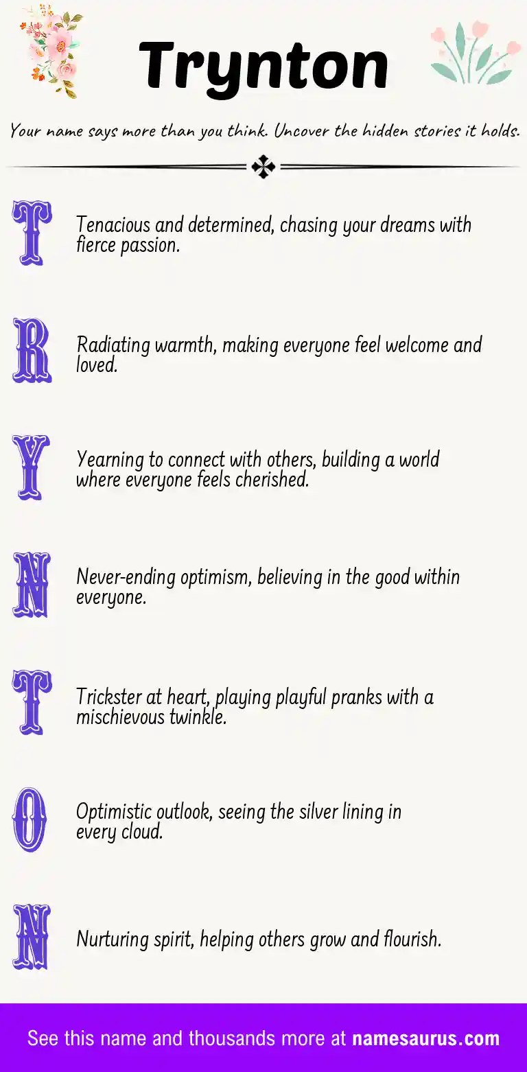 Acrostic poem about Trynton.