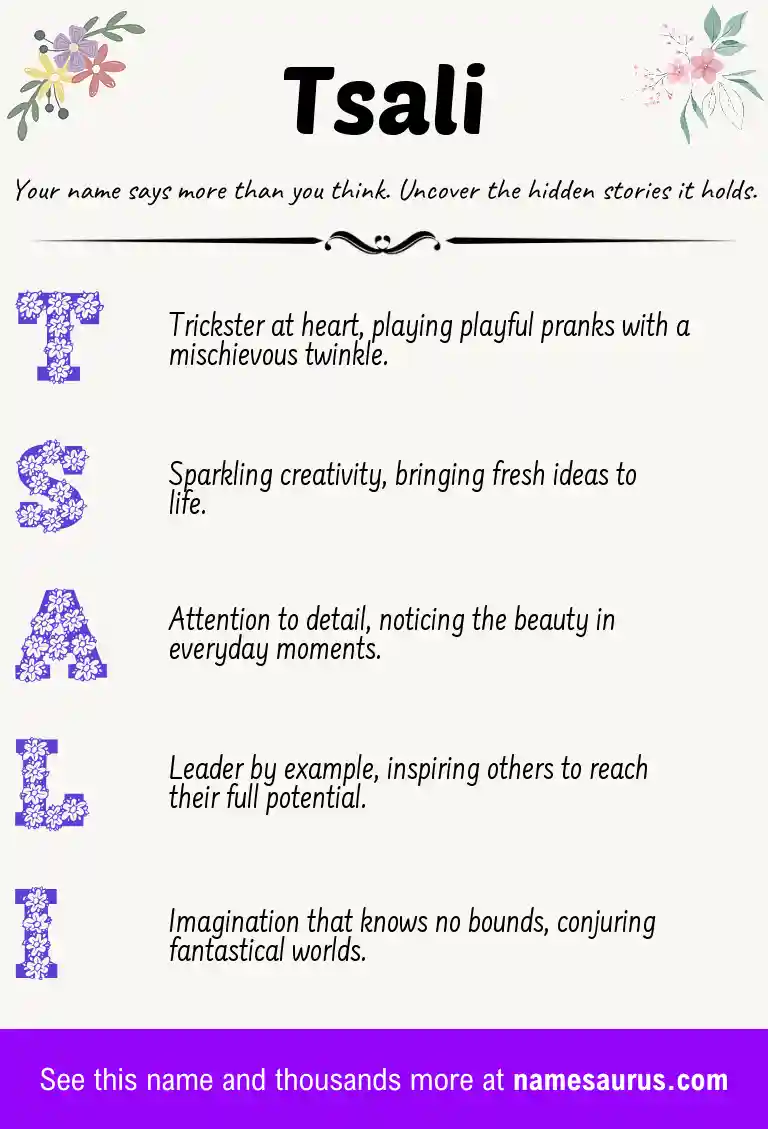 Acrostic poem about Tsali.