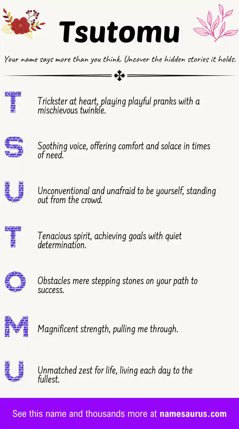 Acrostic poem about Tsutomu.