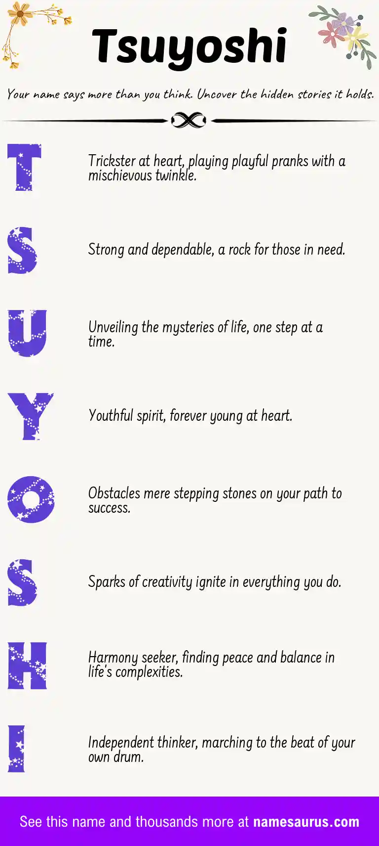 Acrostic poem about Tsuyoshi.