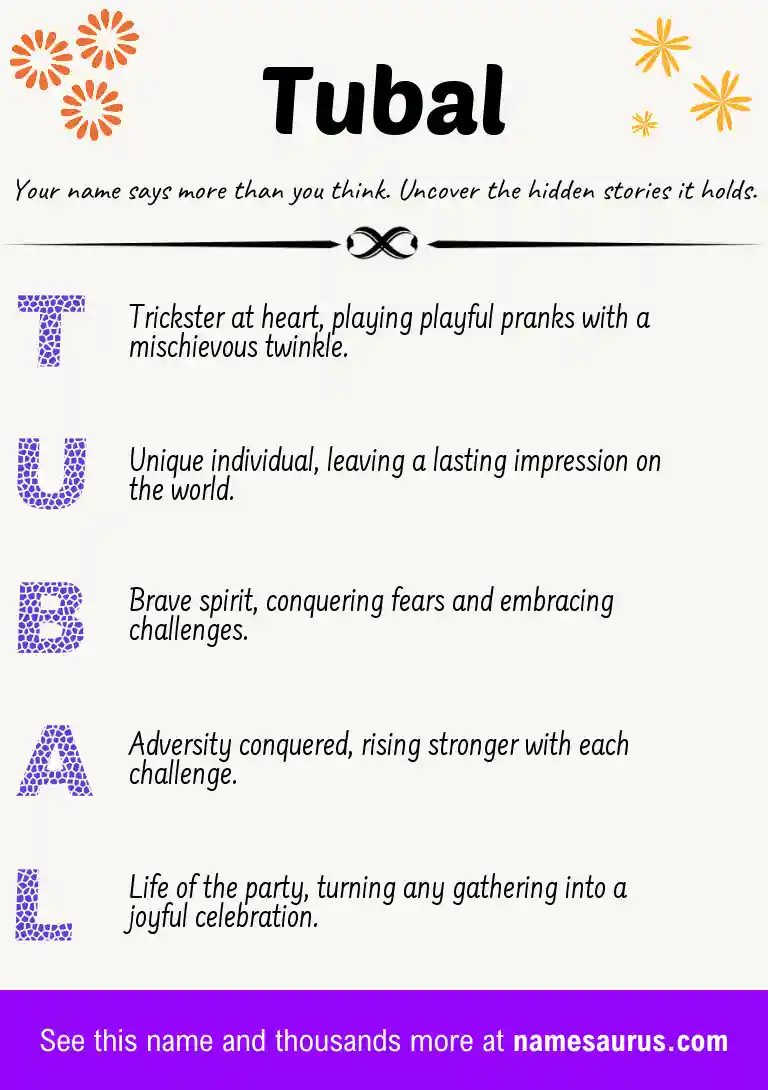 Acrostic poem about Tubal.