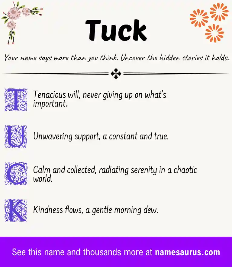 Acrostic poem about Tuck.