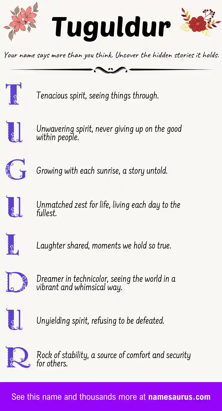 Acrostic poem about Tuguldur.