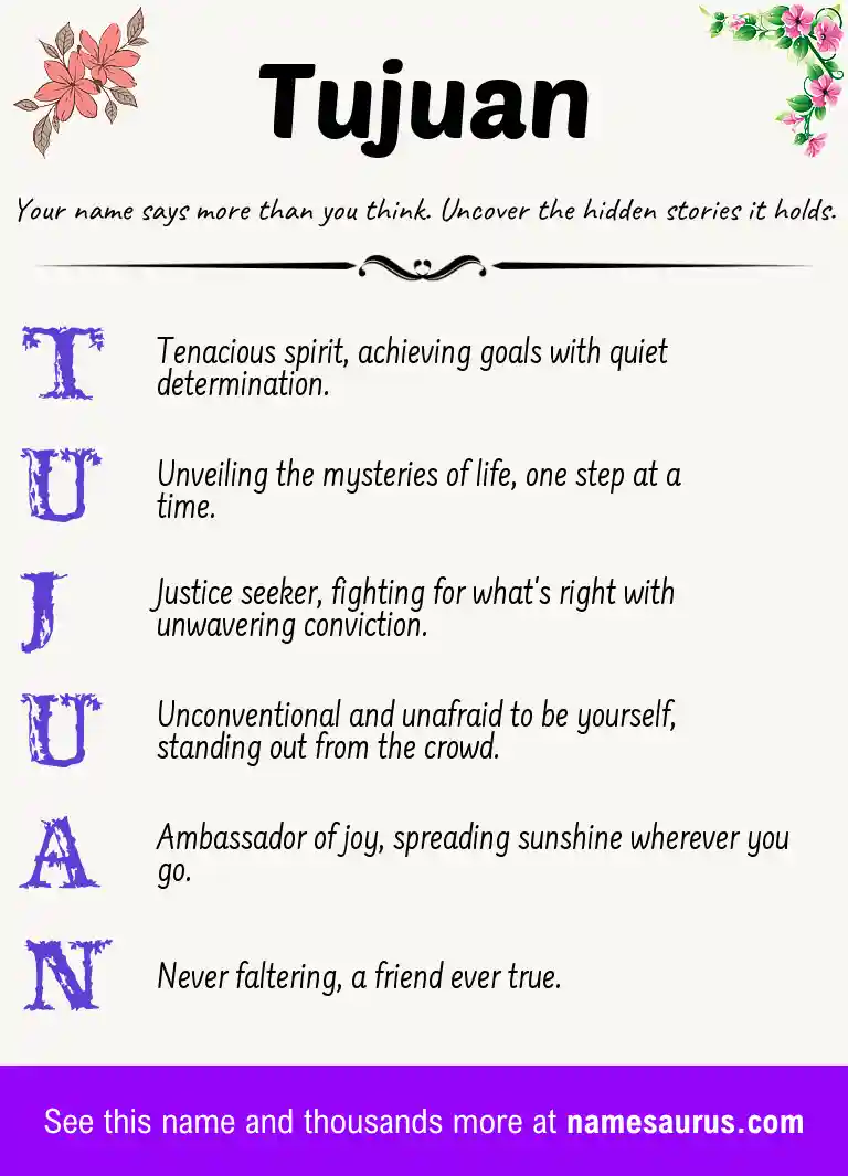 Acrostic poem about Tujuan.