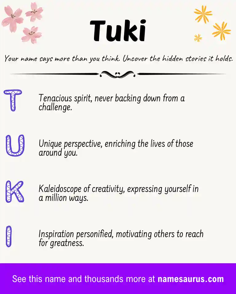 Acrostic poem about Tuki.