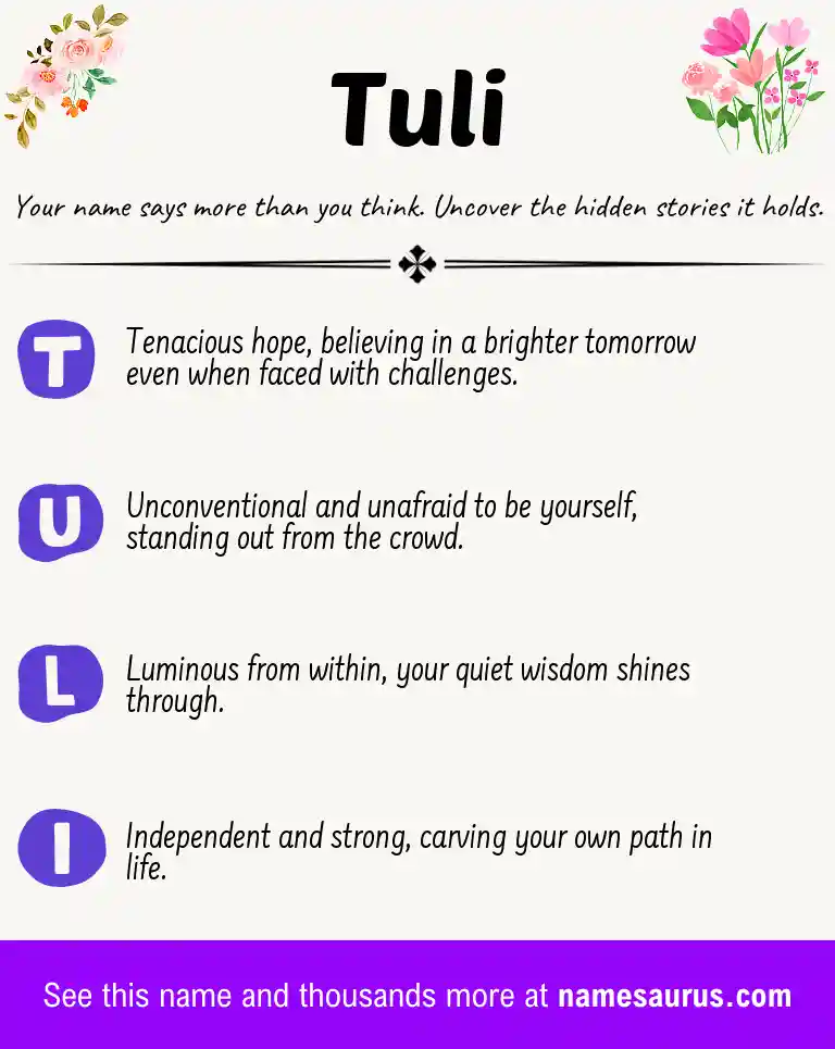 Acrostic poem about Tuli.