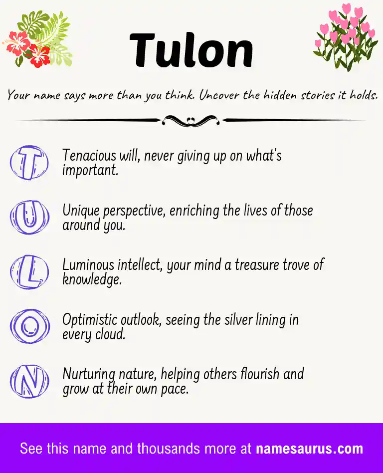 Acrostic poem about Tulon.
