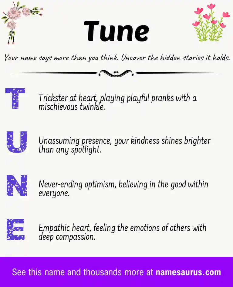 Acrostic poem about Tune.