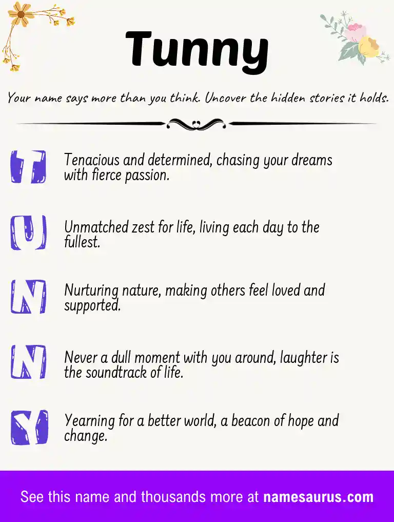Acrostic poem about Tunny.