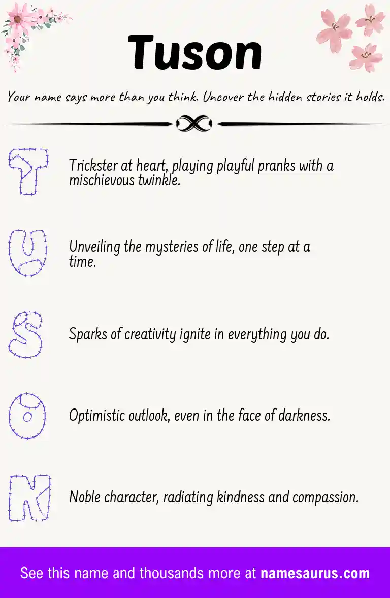 Acrostic poem about Tuson.