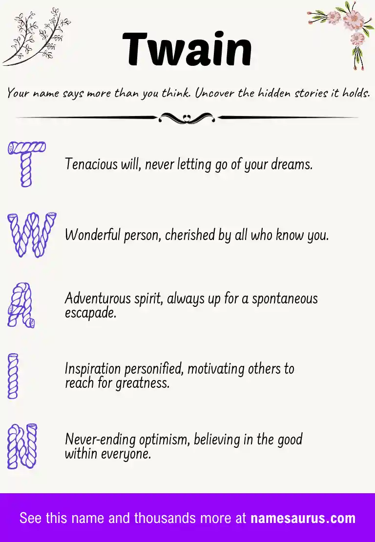 Acrostic poem about Twain.