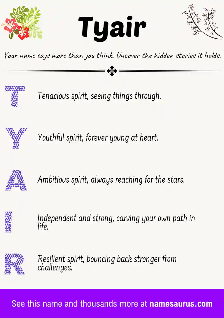 Acrostic poem about Tyair.