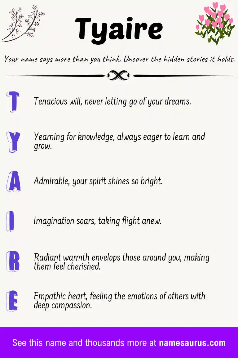 Acrostic poem about Tyaire.