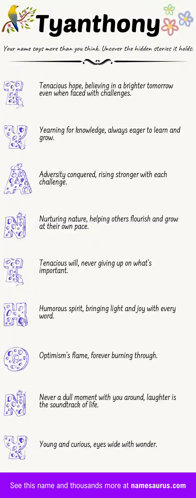 Acrostic poem about Tyanthony.