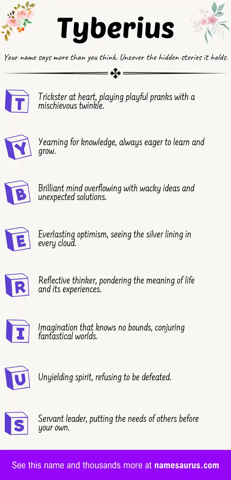 Acrostic poem about Tyberius.
