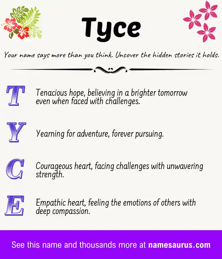 Acrostic poem about Tyce.