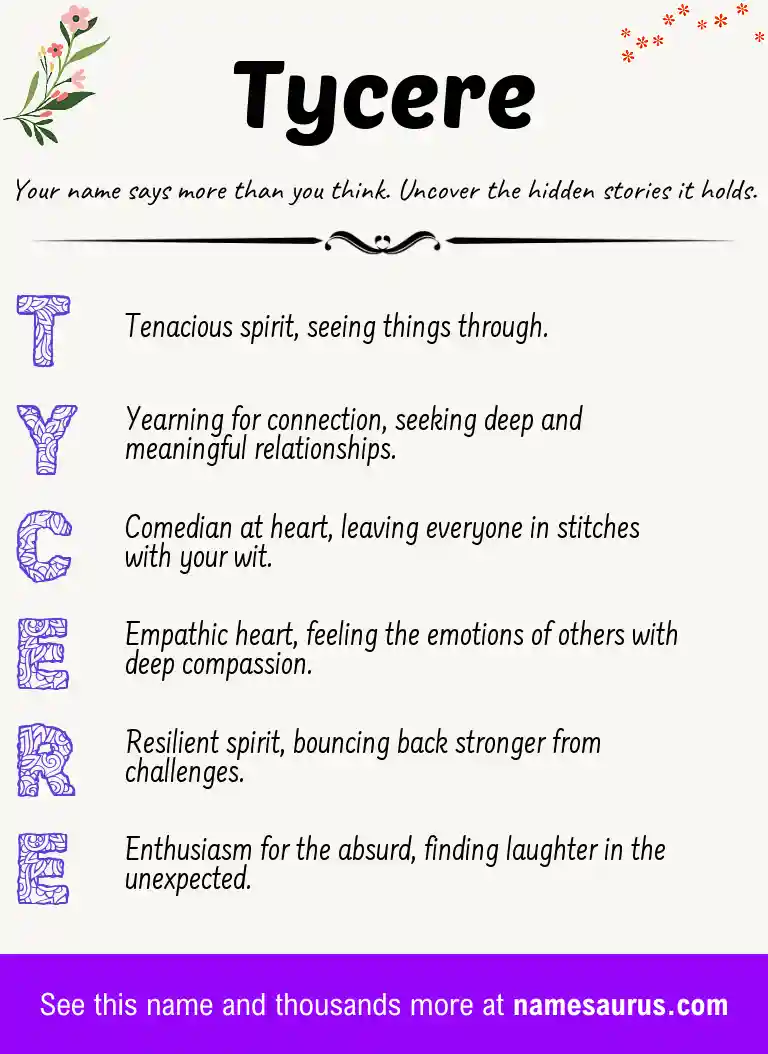 Acrostic poem about Tycere.