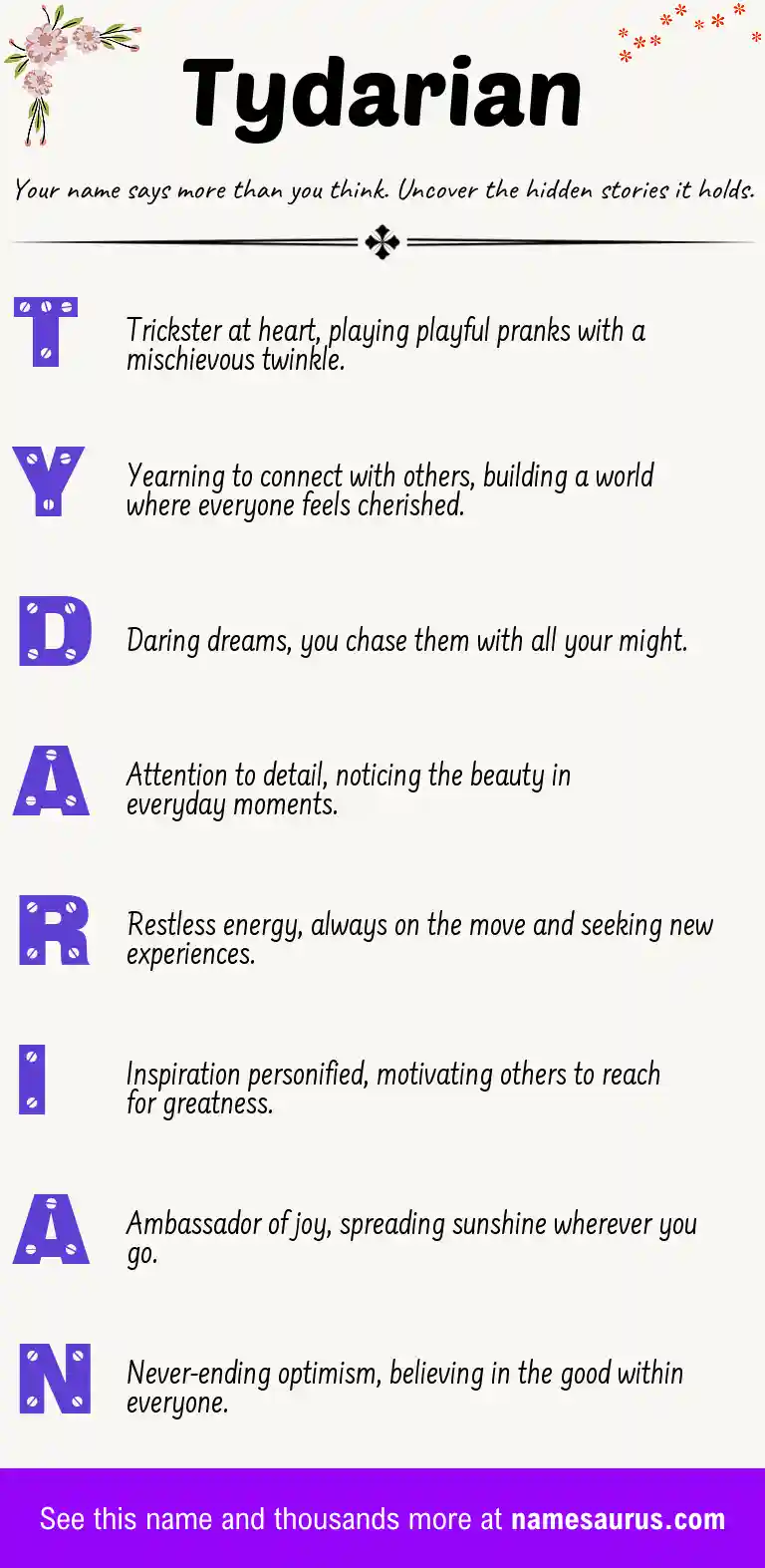 Acrostic poem about Tydarian.