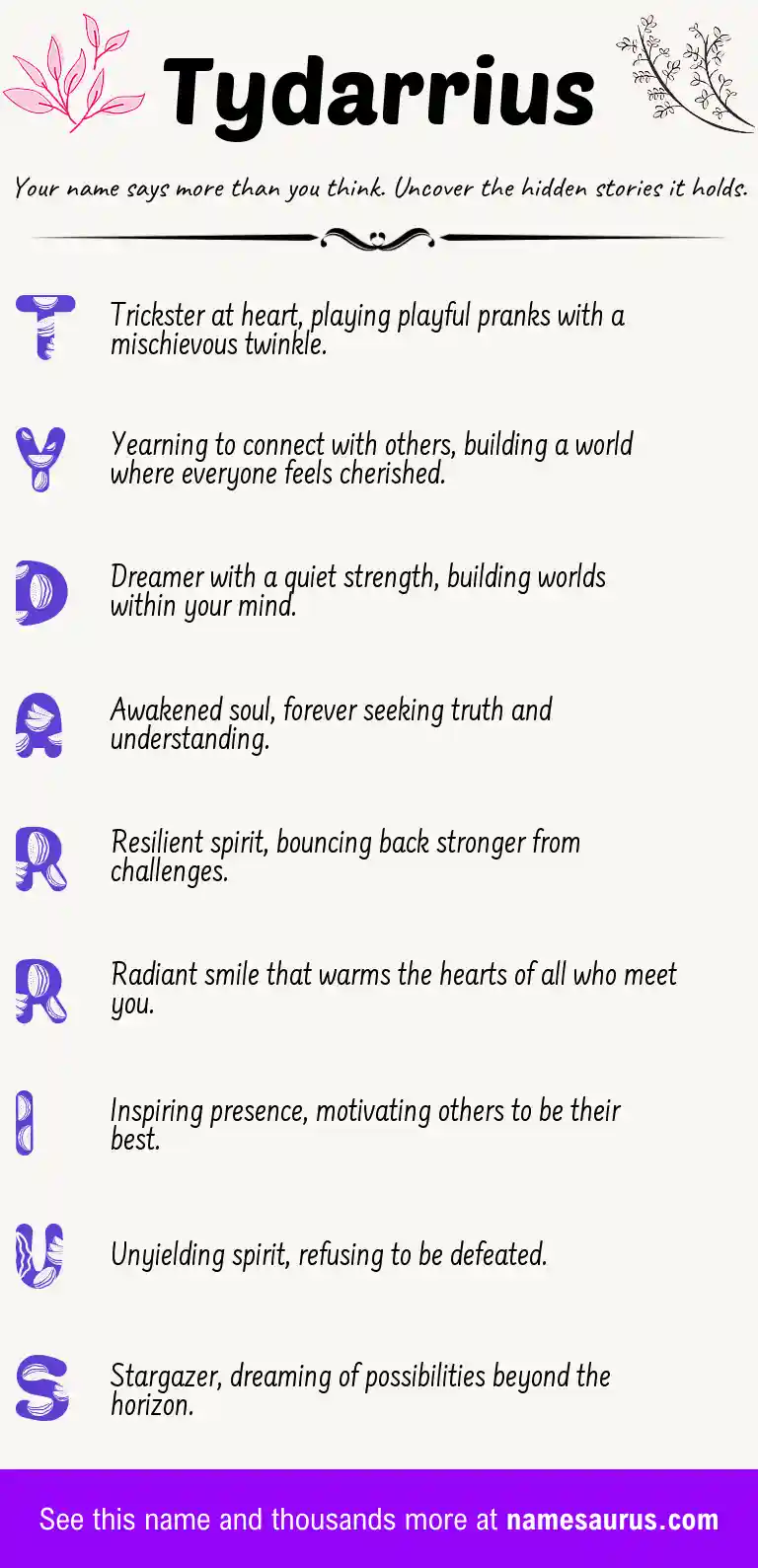 Acrostic poem about Tydarrius.