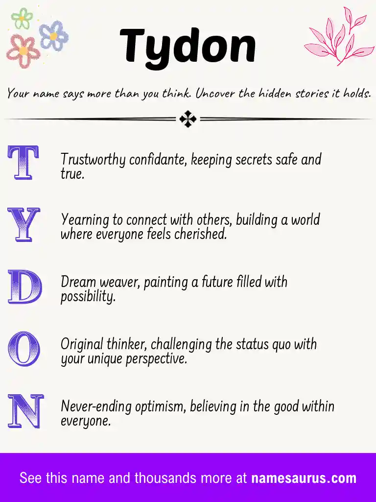 Acrostic poem about Tydon.