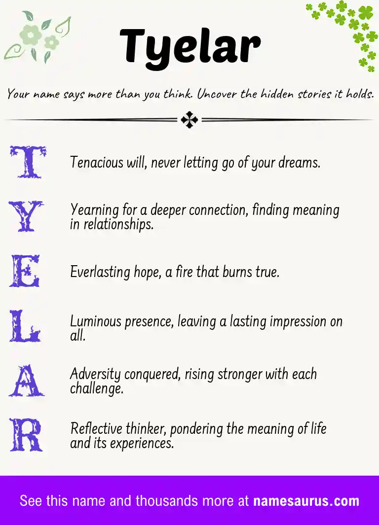 Acrostic poem about Tyelar.