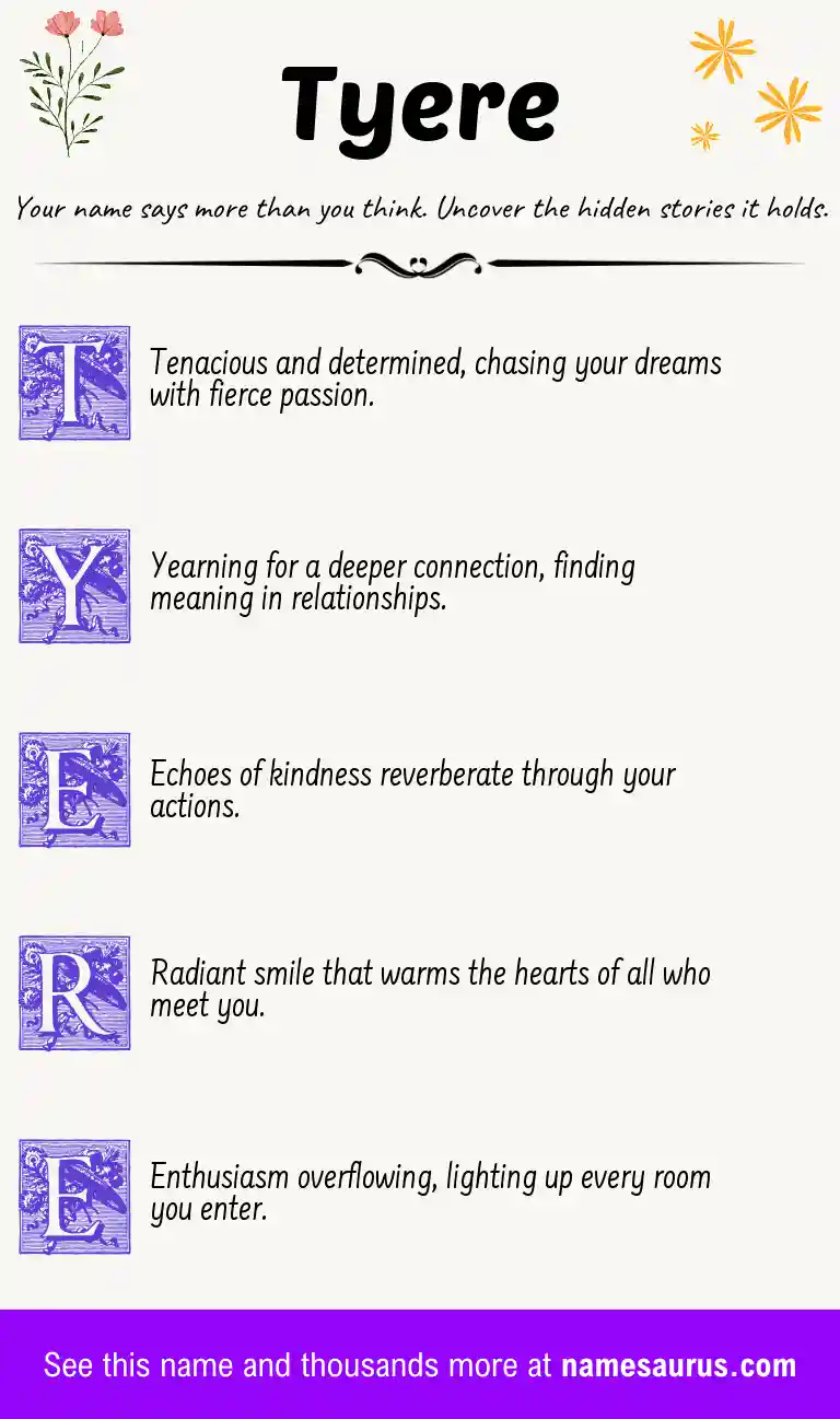 Acrostic poem about Tyere.