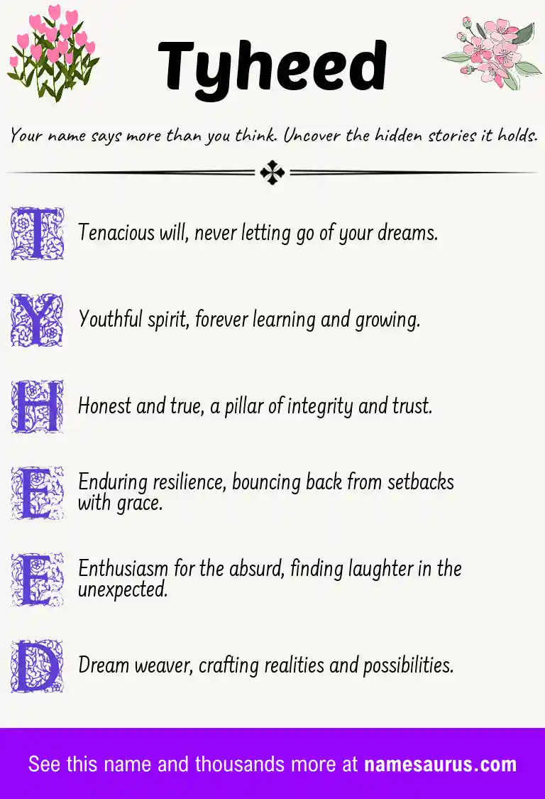 Acrostic poem about Tyheed.