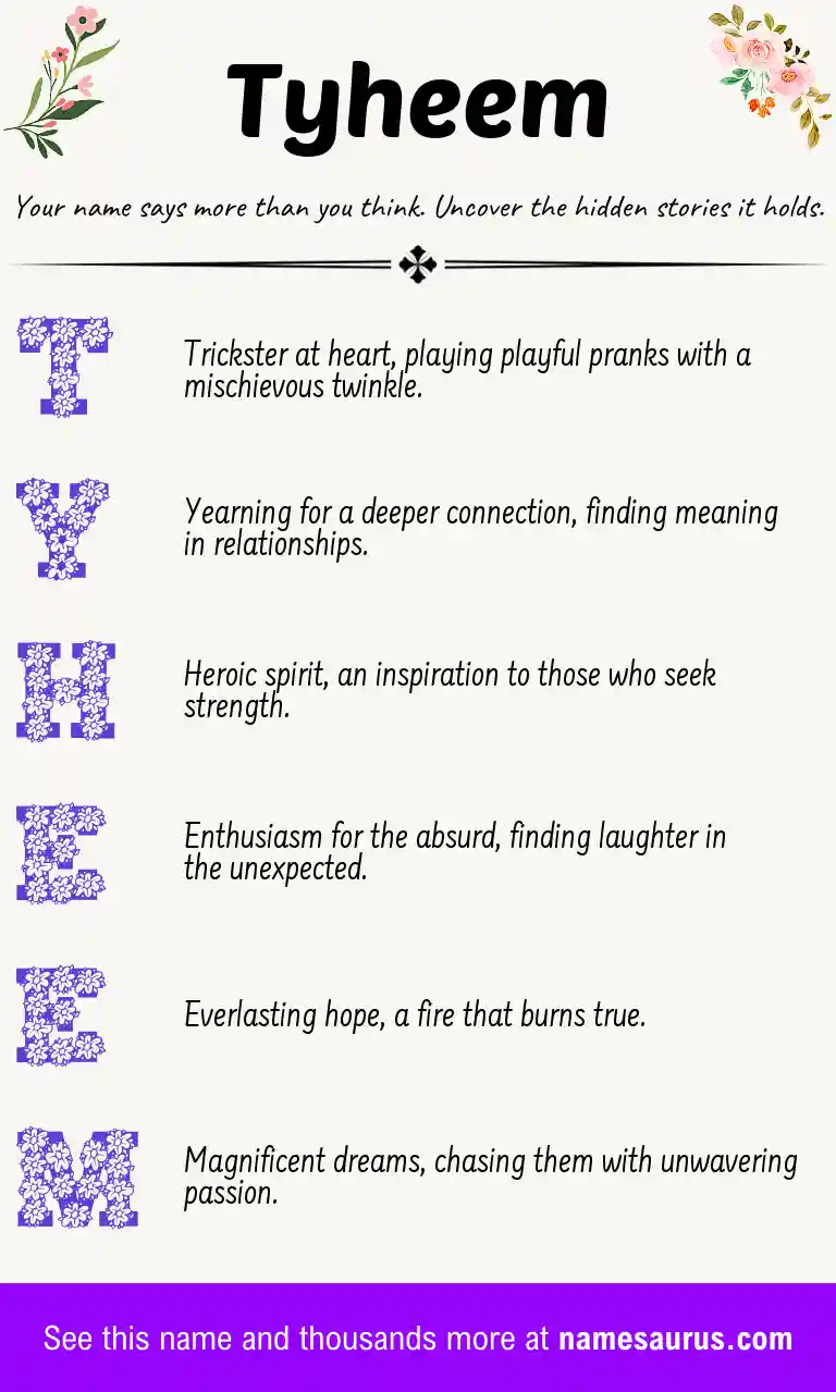 Acrostic poem about Tyheem.