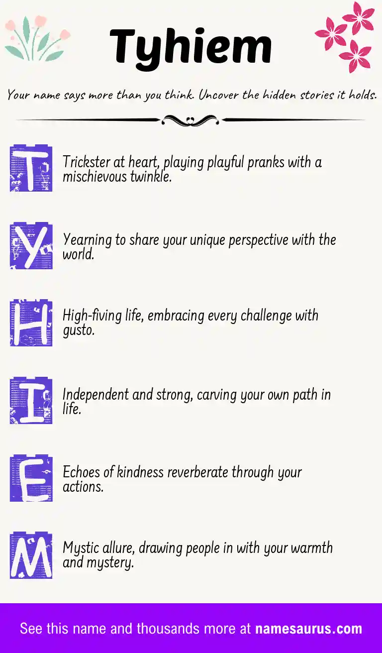 Acrostic poem about Tyhiem.