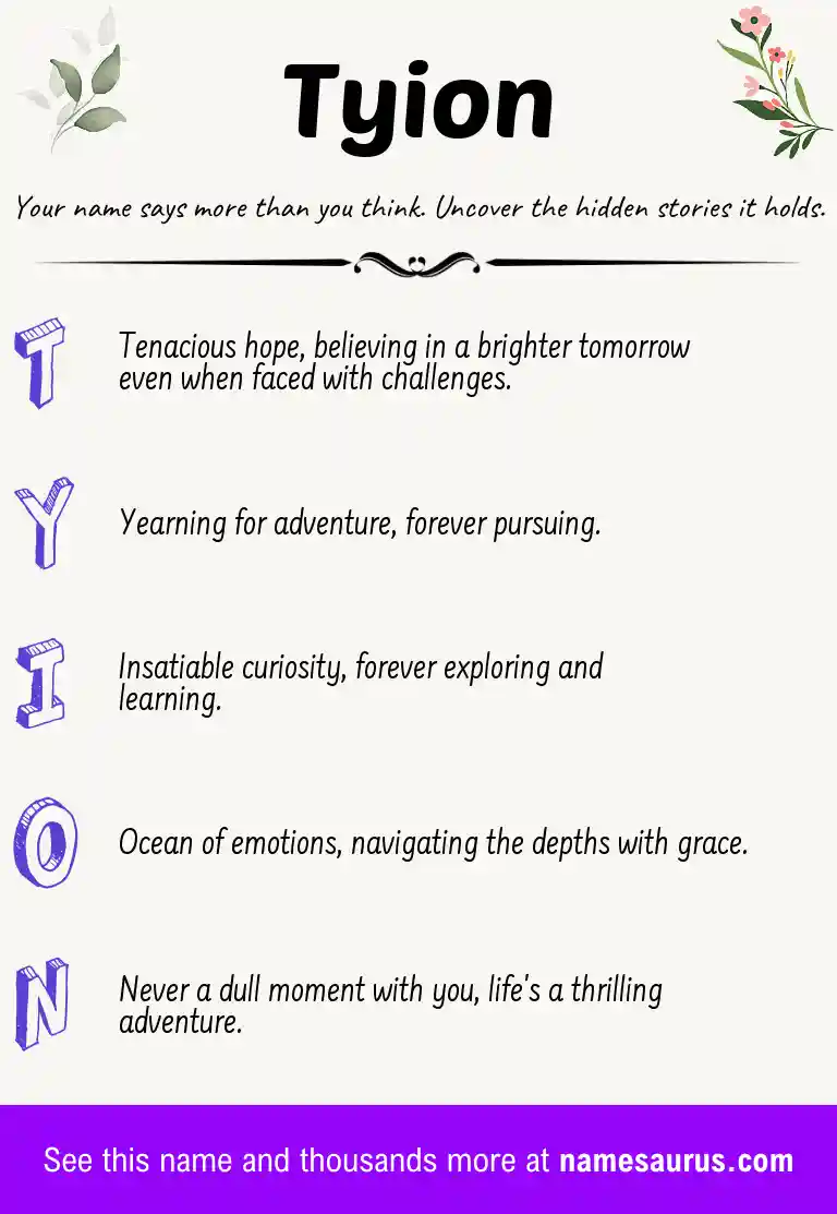 Acrostic poem about Tyion.