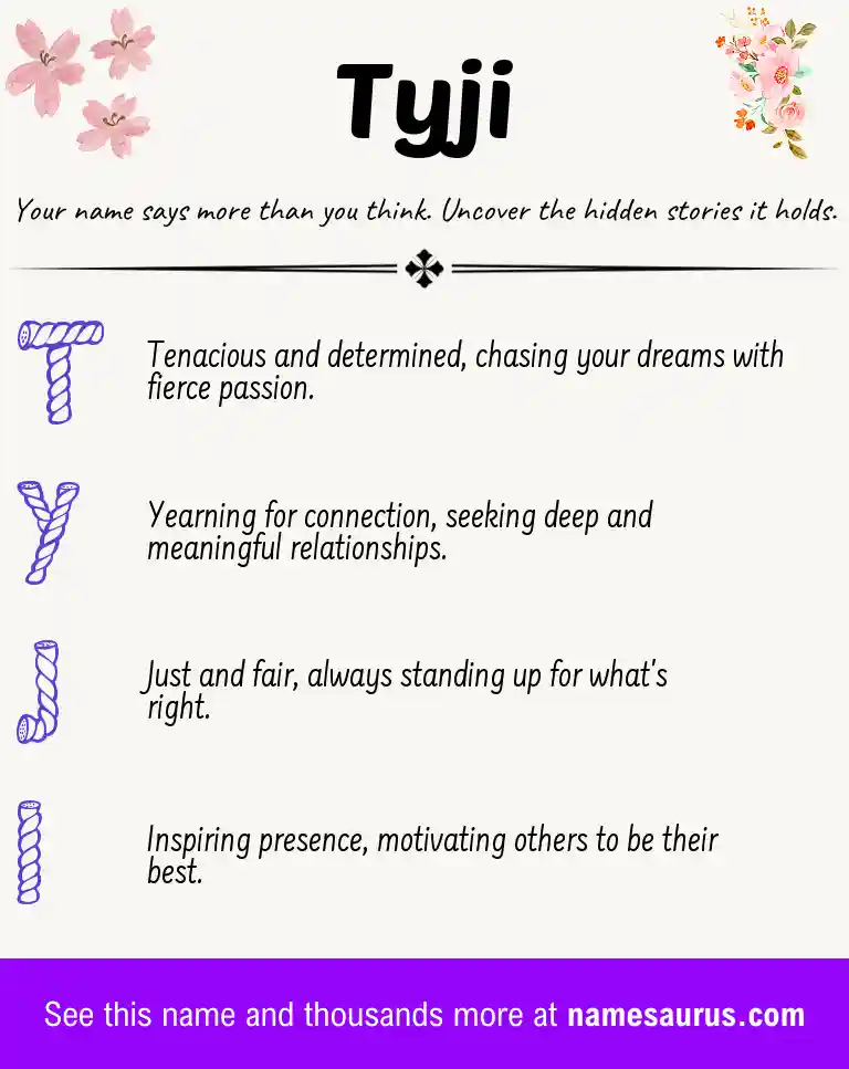 Acrostic poem about Tyji.