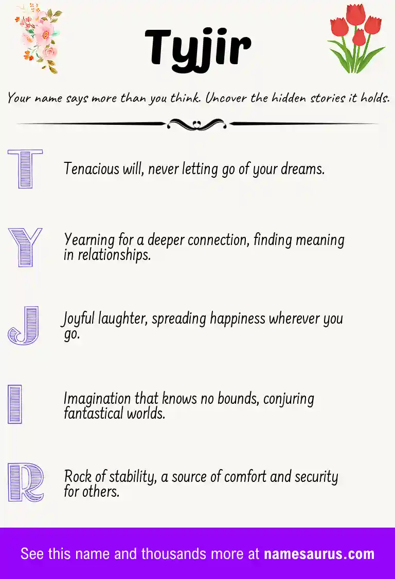 Acrostic poem about Tyjir.