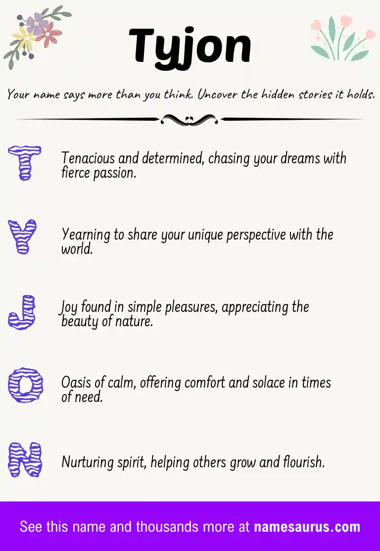 Acrostic poem about Tyjon.