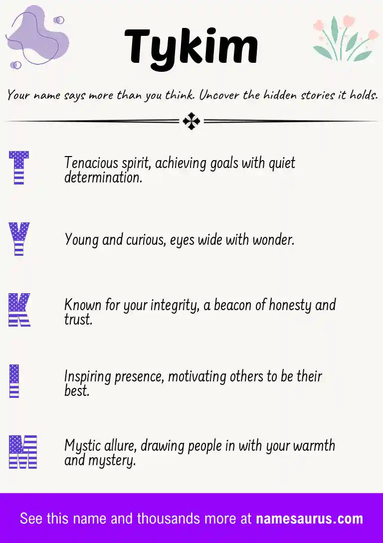 Acrostic poem about Tykim.