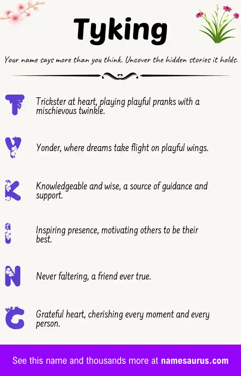 Acrostic poem about Tyking.