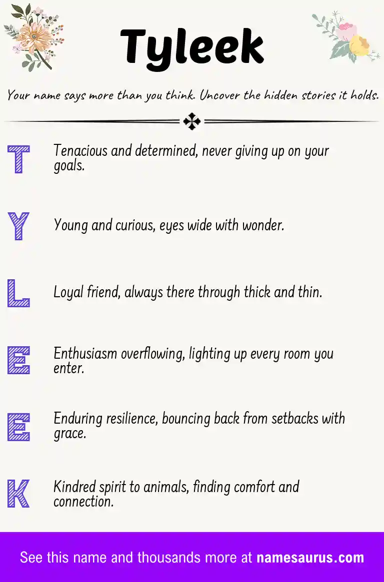 Acrostic poem about Tyleek.