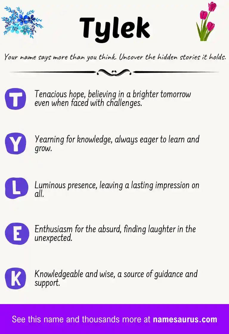 Acrostic poem about Tylek.