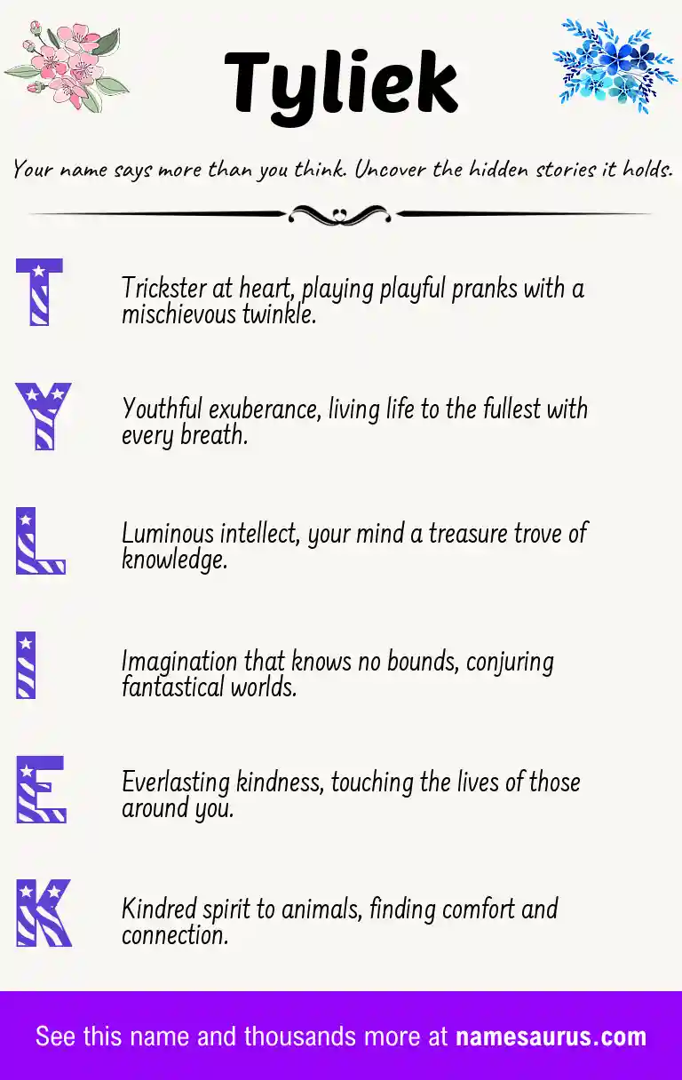 Acrostic poem about Tyliek.
