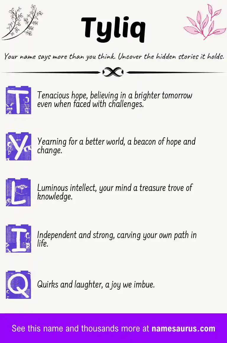 Acrostic poem about Tyliq.