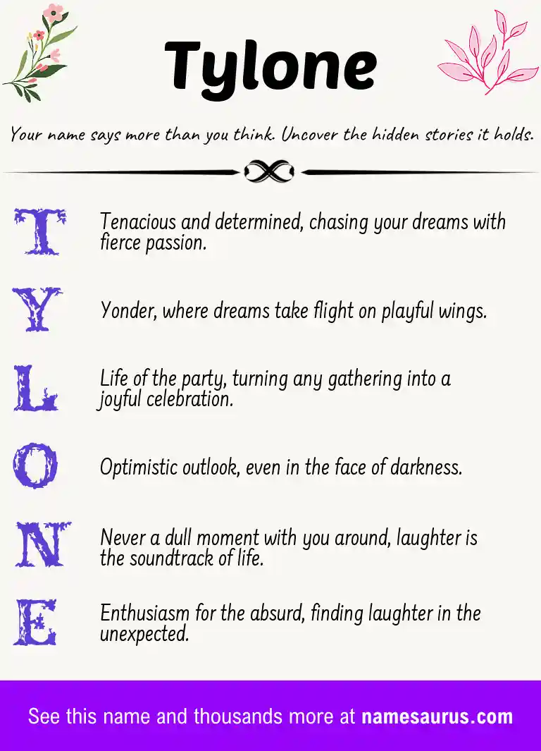 Acrostic poem about Tylone.