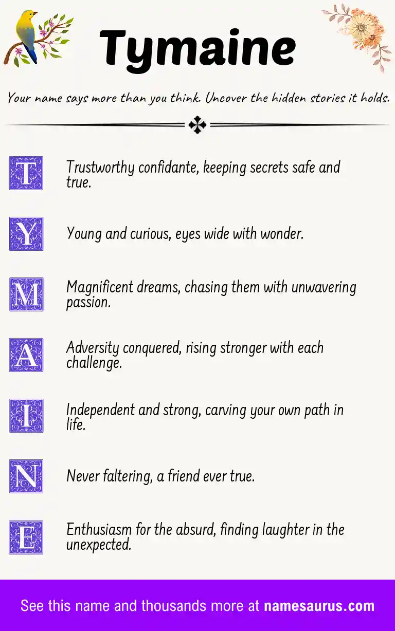 Acrostic poem about Tymaine.