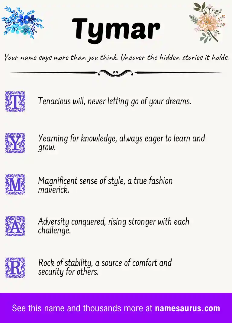 Acrostic poem about Tymar.