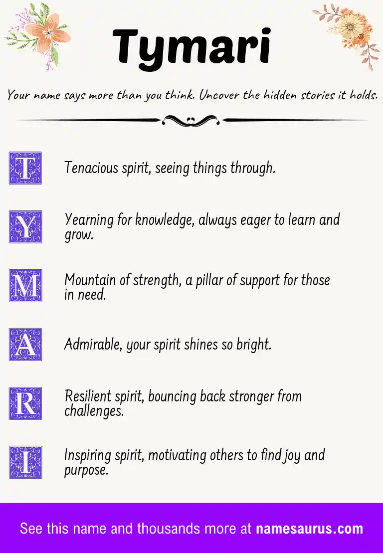 Acrostic poem about Tymari.