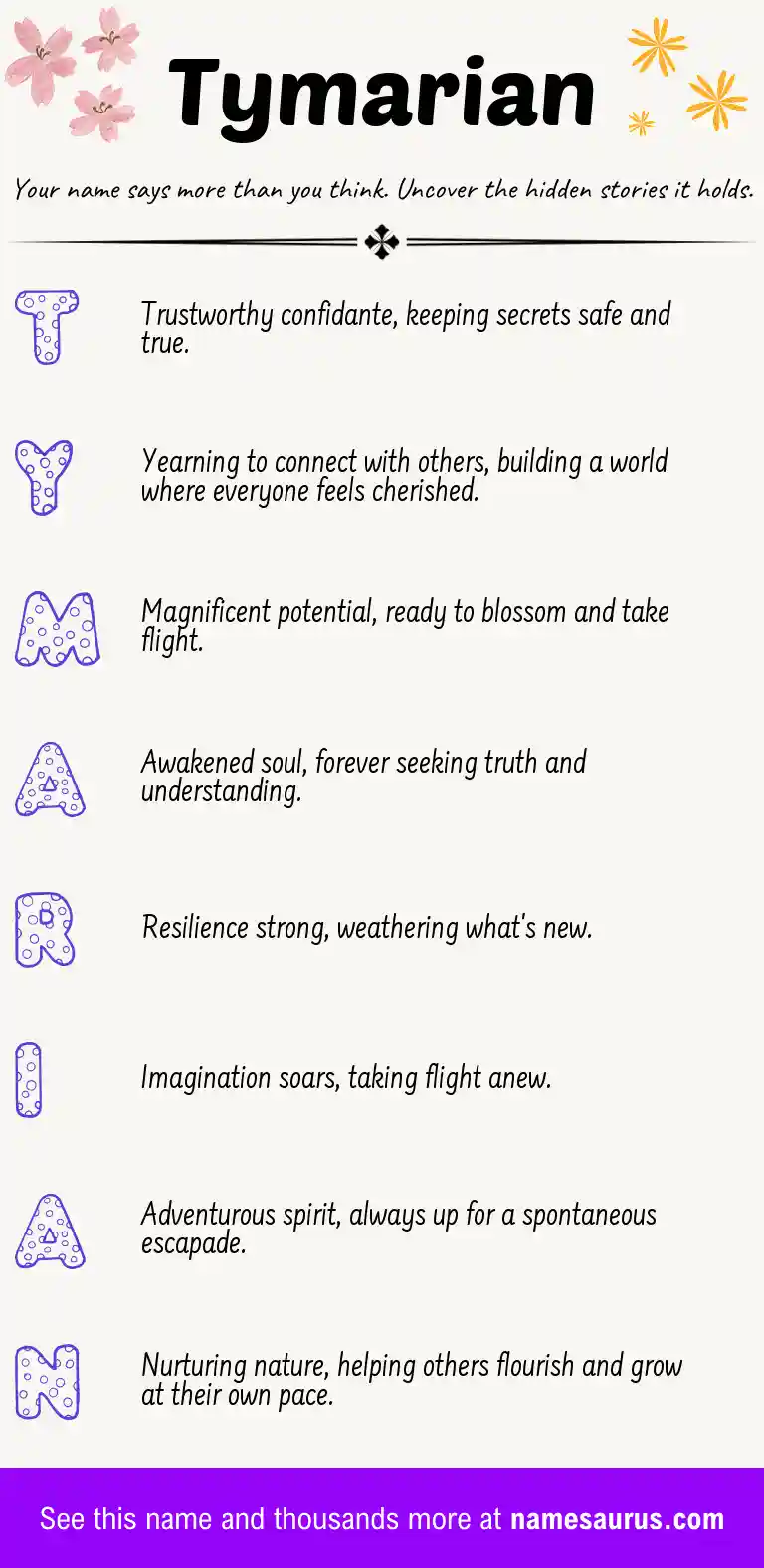 Acrostic poem about Tymarian.